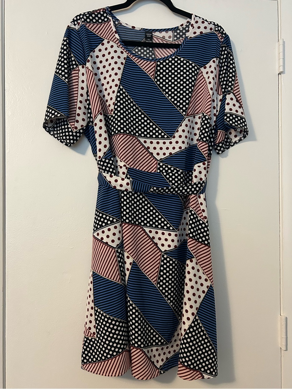 SHEIN shift dress with fabric belt included